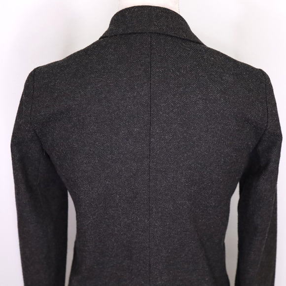 Gap Jacket Womens 4 Charcoal Gray Wool Blend Tweed Academy Blazer Lined Career - Picture 9 of 15